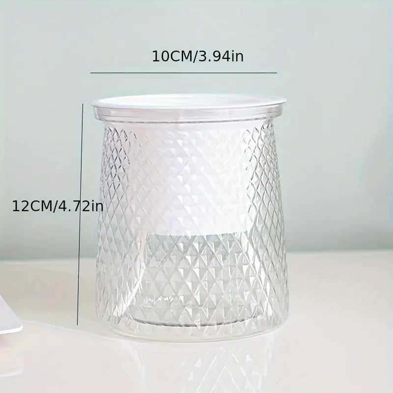 1pc, Diamond Texture Clear Plastic Flowerpot, 10cm/3.94 in Diameter, 12cm/4.72 in Height, Modern Planter with Water Level Indicator for Houseplants, Indoor Outdoor Decor